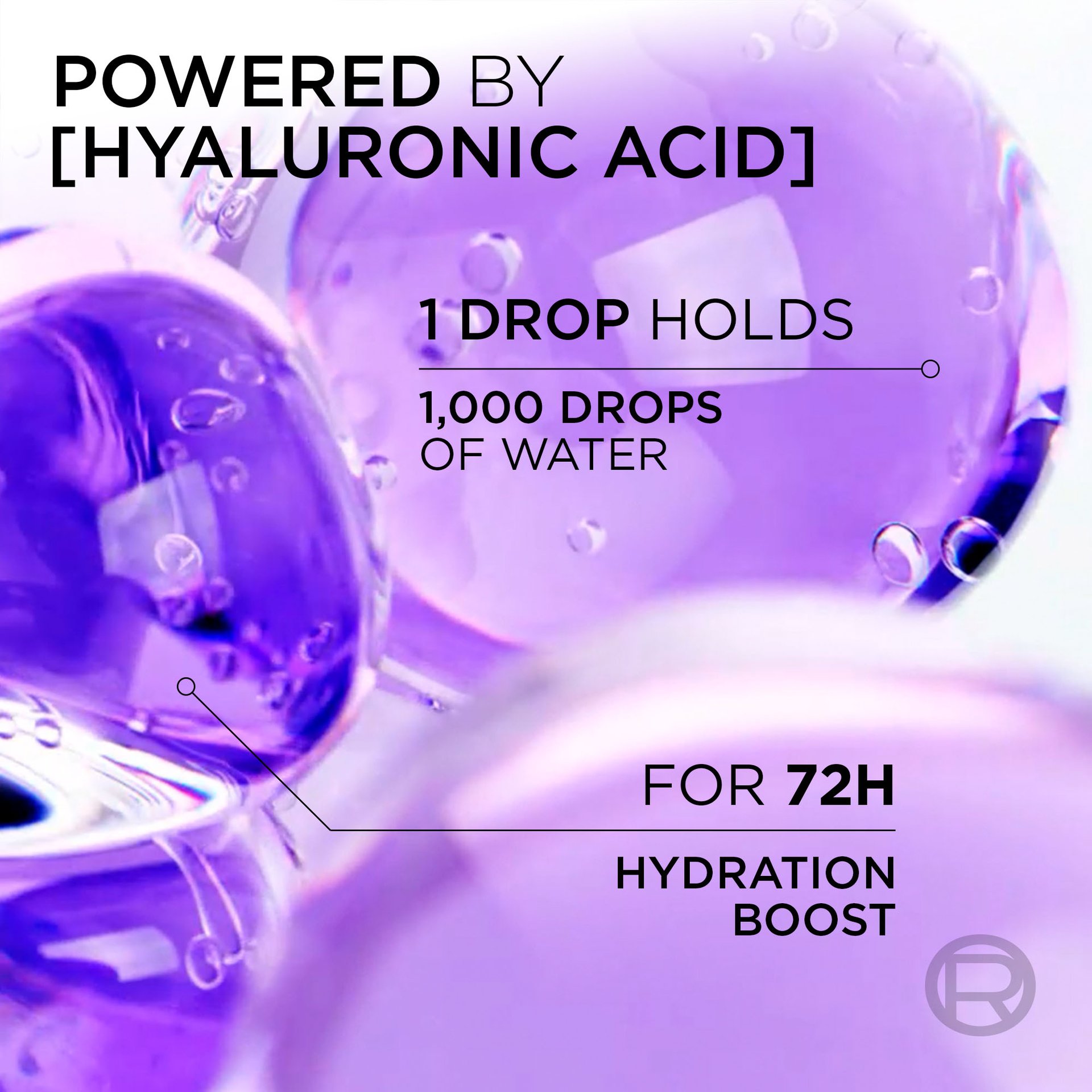 Hyaluronic acid molecule for 72-hour hydration boost